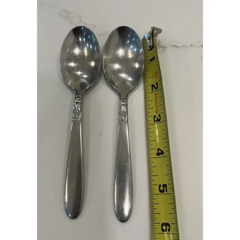 Vtg International CREATION set 2 Dessert‎ Spoons Stainless Replacement Flatware